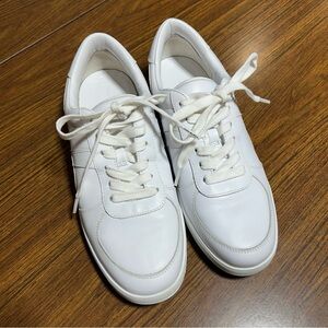 TORY BURCH HANK COURT LEATHER SNEAKER SHOES LACE UP WHITE SIZE 10